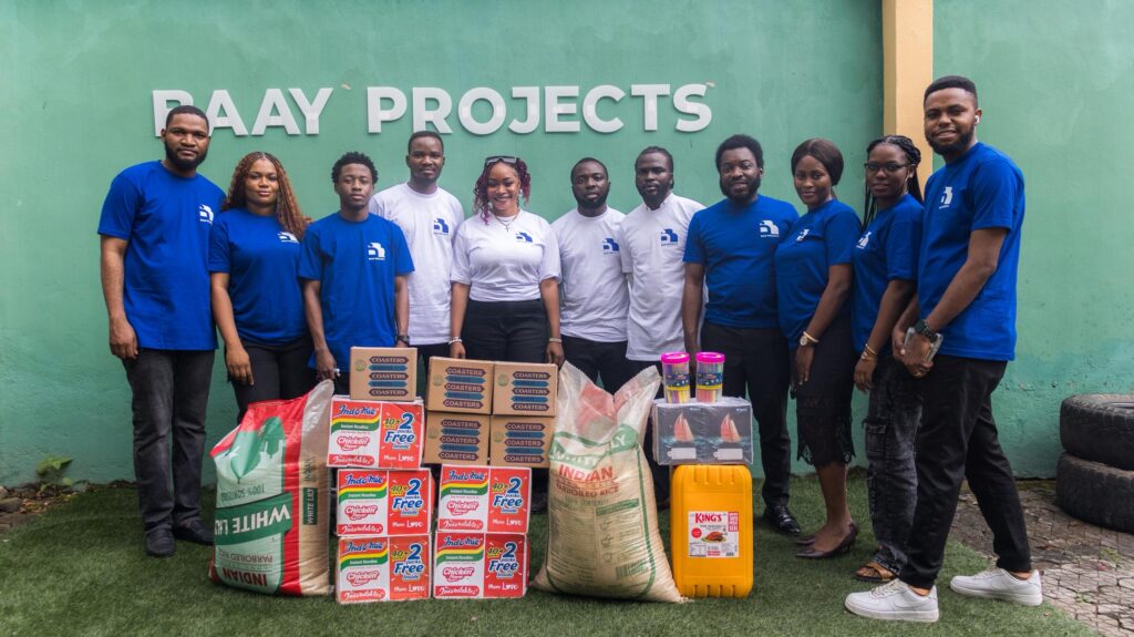 with gifts for the orphanage