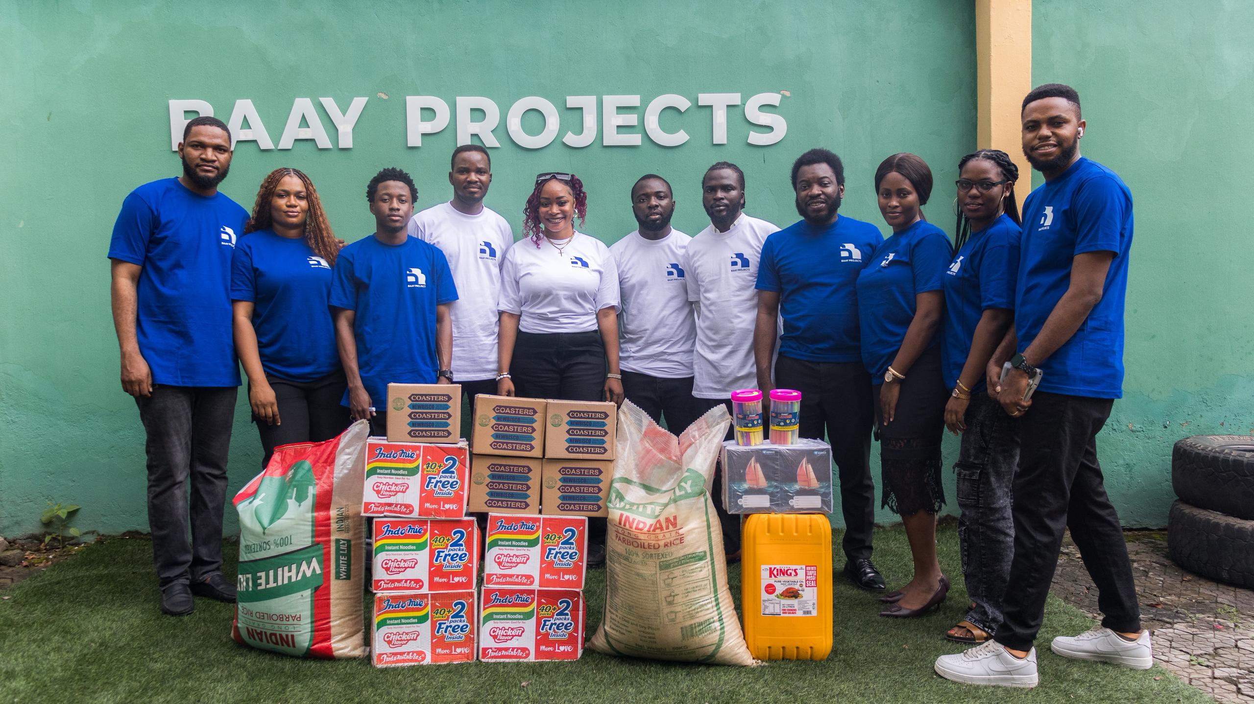 with gifts for the orphanage